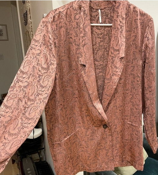 💕Free People Jacquard Paisley Pink Blazer Size Small💕‼️ - Picture 9 of 11